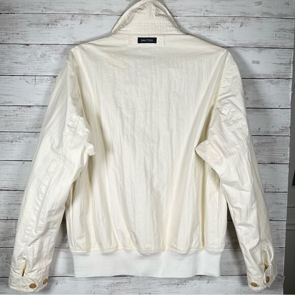 Nautica Rainbreaker Utility Bomber Ivory Men’s Cotton/ Nylon Lined Jacket XL - Picture 2 of 10